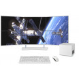 DataStation studio weiß, 3+3 Monitorträgersystem Traverse mit Tischstand weiß, 6x 24" Ultra-Slim Monitore weiß, Tastatur und Maus in weiß