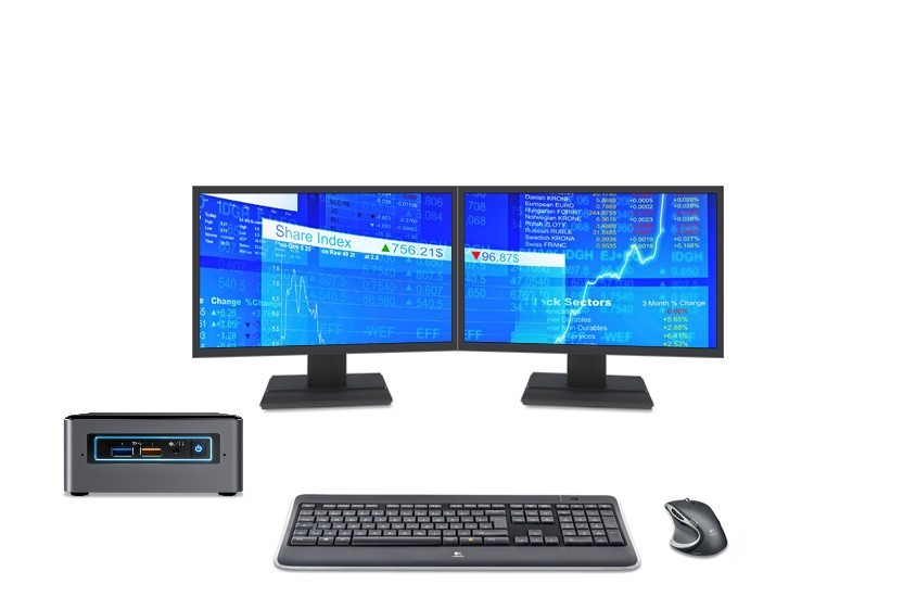 403|DataStation mini, 2x 24" Business Monitore, Cordless Desktop Tastatur und Darkfield Laser Maus